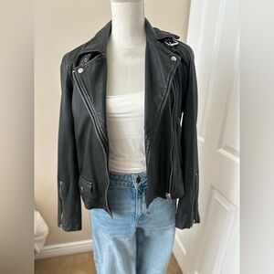 Topshop Moto Biker Jacket Women's 6 Black Leather